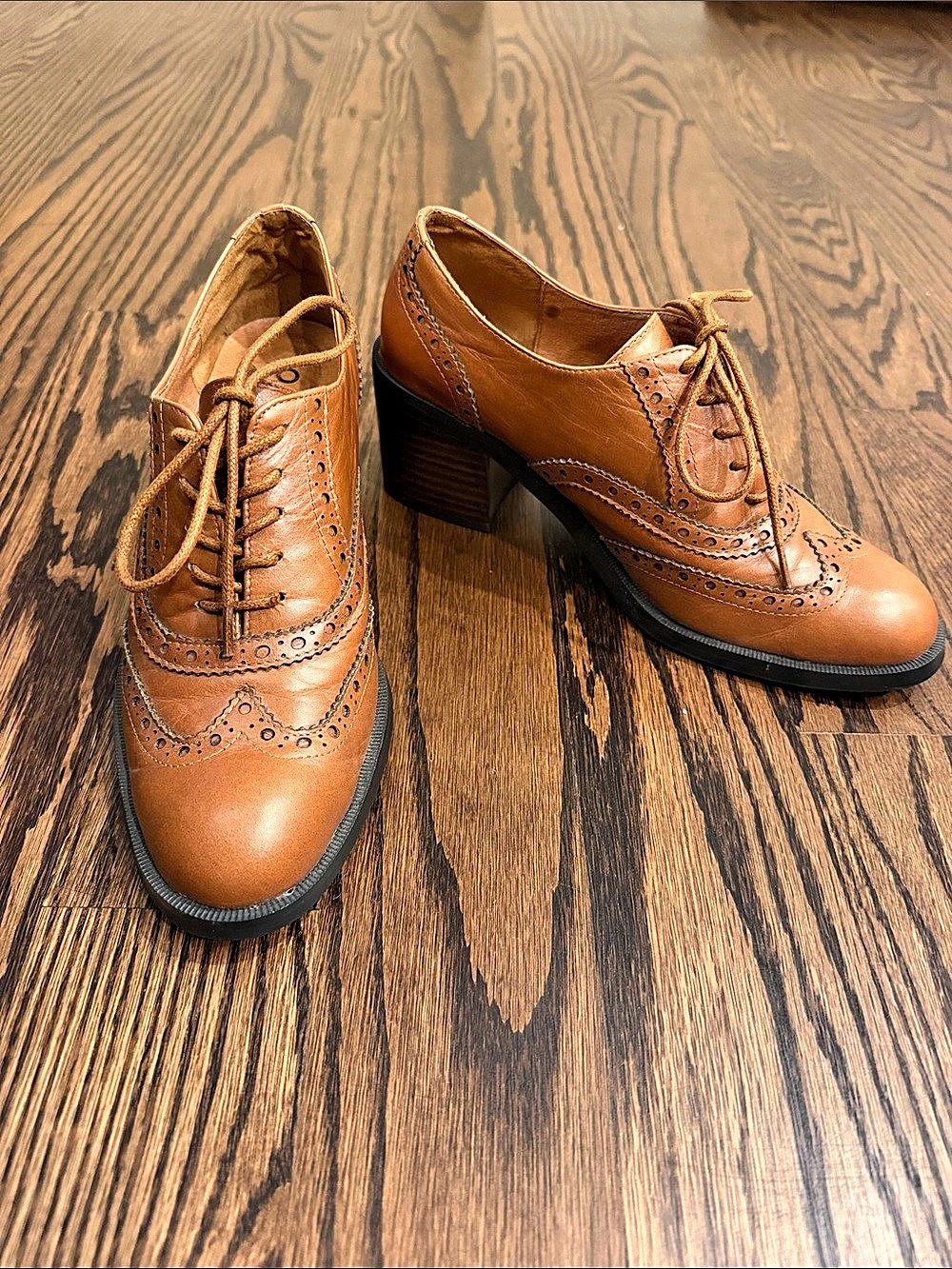 OFFICE London Women’s Caramel-Brown Brogue Heels